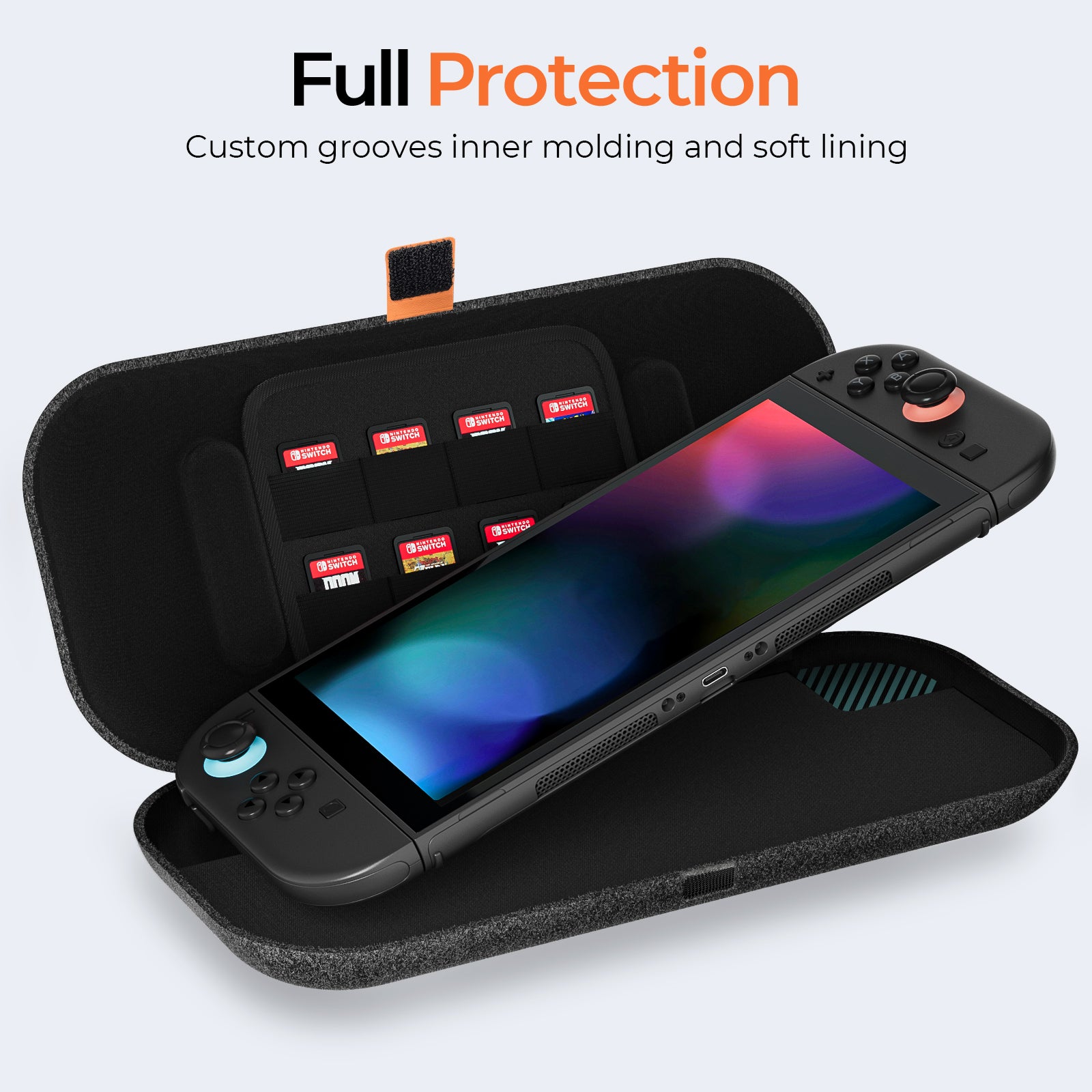 COOWPS Slim Switch 2 Case for Nintendo Switch 2 2025, with 4Pcs Thumb Grips, Odorless Felt Ultra Hard Military Grade Protection, Soft Lining Carrying Case with 8 Game Card Slots