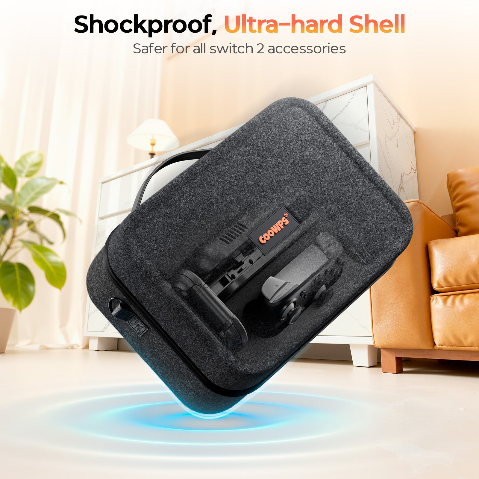 Switch 2 Carrying Case for Nintendo Switch 2(2025), with 4Pcs Thumb Grips, Odorless Felt Ultra Hard Military Grade Protection All In One Storage Case for Switch 2 Accessories Pro Controller Black