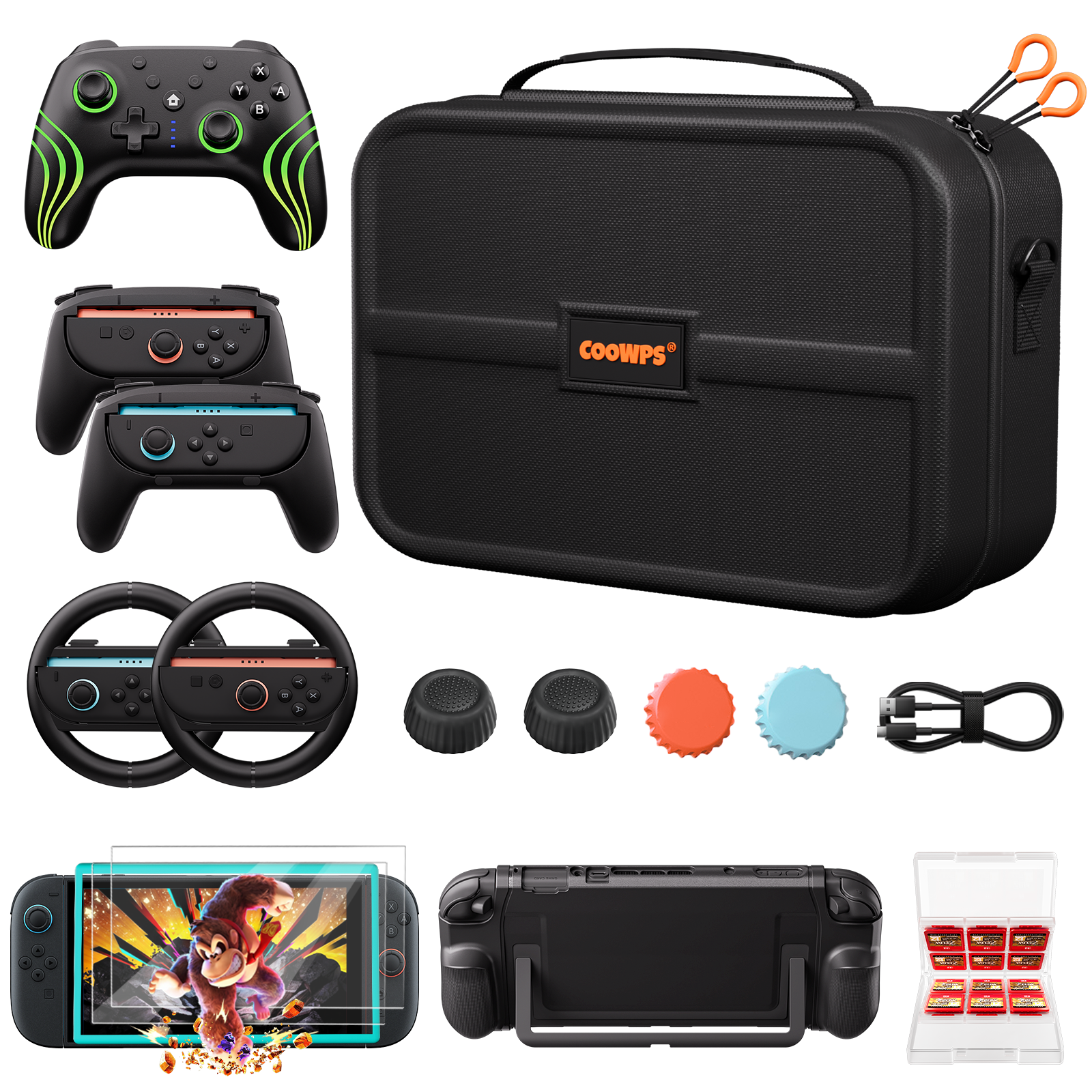 M3-COOWPS 15 IN 1 Switch 2 Pro Controller Accessories Bundle