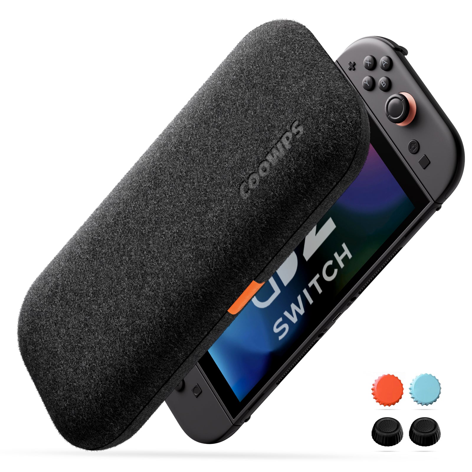 COOWPS Slim Switch 2 Case for Nintendo Switch 2 2025, with 4Pcs Thumb Grips, Odorless Felt Ultra Hard Military Grade Protection, Soft Lining Carrying Case with 8 Game Card Slots