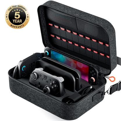 Switch 2 Carrying Case for Nintendo Switch 2(2025), with 4Pcs Thumb Grips, Odorless Felt Ultra Hard Military Grade Protection All In One Storage Case for Switch 2 Accessories Pro Controller Black