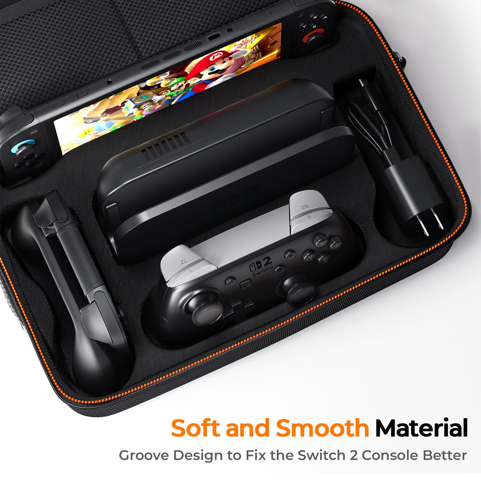 Switch 2 Case for Nintendo Switch 2, with 4Pcs Thumb Grip Caps