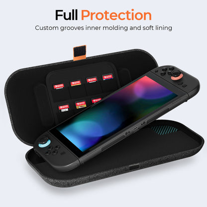 COOWPS Slim Switch 2 Case for Nintendo Switch 2 2025, with 4Pcs Thumb Grips, Odorless Felt Ultra Hard Military Grade Protection, Soft Lining Carrying Case with 8 Game Card Slots